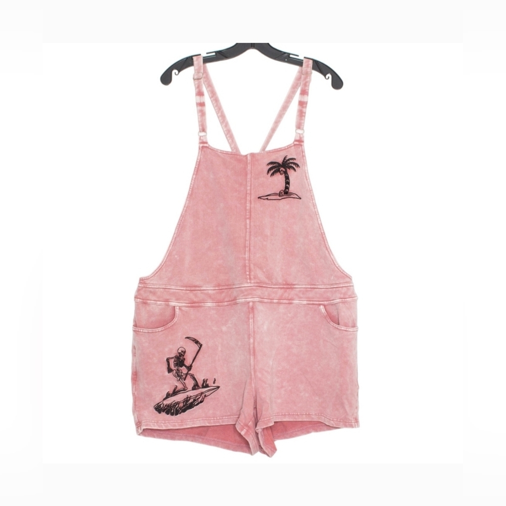 Torrid LoveSick Womens Shortalls Shortfall French Terry Surf Mauve Wash 2 2X IU